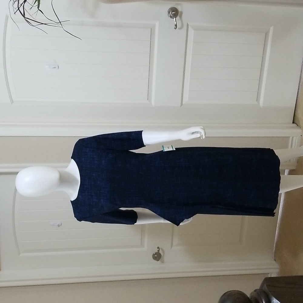 Anne Klein Dark blue and black print Dress has never been worn - Picture 2 of 8
